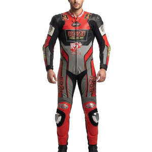Combinaison de course pour homme Zonda Pro 1 pièce en cuir de vache véritable/cuir de kangourou, style MotoCP, combinaison blindée niveau 2 - Product Image 1