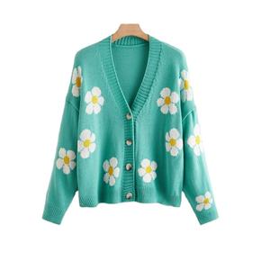 Pull en laine/cachemire au crochet pour femme, le plus vendu, cardigan d'hiver personnalisé à col en V avec fermeture boutonnée, décontracté, respirant, standard - Product Image 1