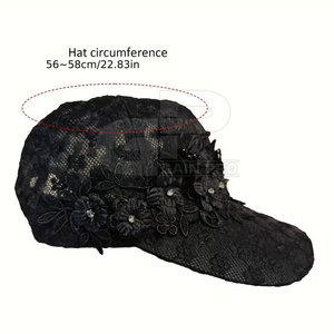 Fashion <b>Women</b> Lace Baseball <b>Hat</b> Decorative Mesh Design Adjustable Headwear For <b>Summer</b> Holidays Outdoor Casual Wear - Product Image 3