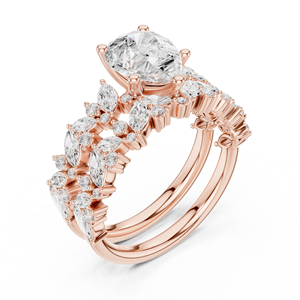 Anillo de Compromiso de Oro Rosa con Diamante Cultivado en Laboratorio, Corte Pera, Banda Halo con Múltiples Piedras, Joyería Nupcial de Lujo - Product Image 4
