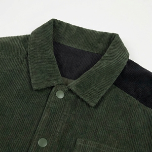 Olive Green Corduroy Contrast <b>Jacket</b> | Velvet Panel <b>Trucker</b> <b>Jacket</b> | Oversized Streetwear Corduroy Coat| Custom OEM Manufacturer - Product Image 3