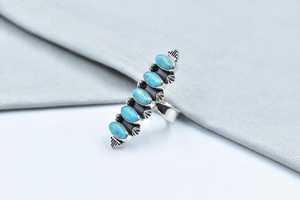 Handmade Mojave Turquoise Sterling Silver <b>Adjustable</b> <b>Ring</b> Natural Gemstone Jewelry for Women Wholesale - Product Image 3