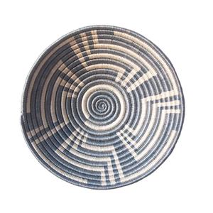 Small African Kigembe Rwanda <b>Basket</b> Handwoven Sisal Sweetgrass Decorative Bowl in Blue Rustic Woven Catchall <b>Basket</b> - Product Image 1