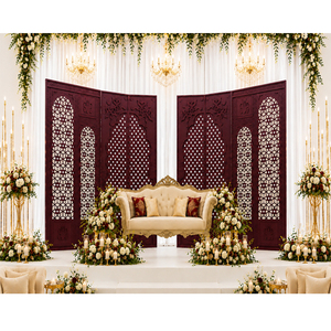 Paneles de Madera para Fondo de Escenario de Boda con Temática Marroquí Exclusiva, Estilo Árabe Jali, para Eventos de Walima y Nikkah - Product Image 1