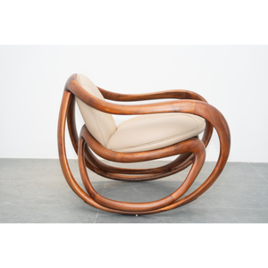 Luxury Chaise Lounge Walnut Wood <b>Frame</b> Leather Upholstered for Living Room Bedroom Villa Hotel PISANO - Product Image 3