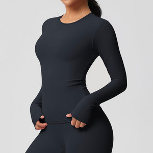 Gym Fitness High Compression Breathable Four-Way Stretch Eco-Friendly Workout Active Clothing for Women <b>Long</b> <b>Sleeved</b> Yoga Set - Product Image 3