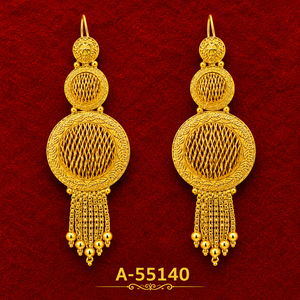 Boucles d'oreilles classiques plaquées or 24 carats avec design à pompon pour femmes, bijoux de mariage A-55140 - Product Image 1