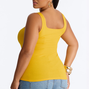 Nouveau débardeur femme été 2026 à col carré, couleur unie, style urbain sexy, sans manches, en coton et élasthanne - Product Image 2