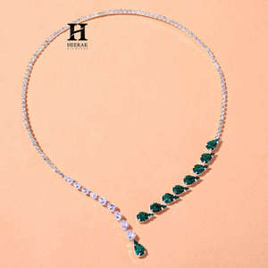 Collar de Lujo con Esmeralda Cultivada en Laboratorio con Corte de Pera, Oro de 14K, Diamante VVS, Colgante Asimétrico para Mujer, Joyería Fina de Tendencia 2026 - Product Image 3