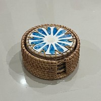 Sous-verres et dessous de plat en rotin naturel de qualité supérieure, faits à la main, écologiques, classiques, avec motif Fritillaria, résistants à la chaleur