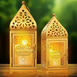 Juego de Faroles LED de Acero Hechos a Mano para Ramadán Eid Mubarak, Decoración de Mesa Islámica con Forma de Luna, Decoración para el Hogar, Regalo Luminoso - Product Image 4