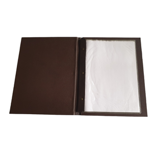 Cubierta de menú hecha de piel sintética de primera calidad con sistema de 3 tornillos para reemplazar fácilmente o agregar más fundas de plástico - Product Image 2