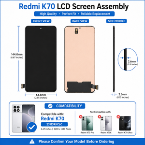 หน้าจอสัมผัส LCD คุณภาพสูงสำหรับการเปลี่ยน K70 Mi ชุดประกอบหน้าจอสัมผัส LCD - Product Image 4