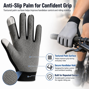 Gants de vélo unisexes à doigts entiers, antidérapants, compatibles avec les écrans tactiles, gants d'été pour le cyclisme, fermeture à scratch, gants légers - Product Image 4