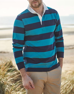 Maillot de rugby vintage personnalisé pour homme, respirant, à rayures, manches longues, maillot de sport de haute qualité, polo - Product Image 1