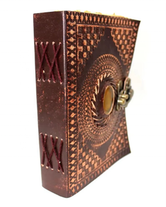 Diario de Cuero Marrón Grabado en Piedra Hecho a Mano, 200 Páginas con Borde Irregular, Páginas Personalizables, Estética Wicca Dibujada a Mano, Grimoire de Hechizos - Product Image 2