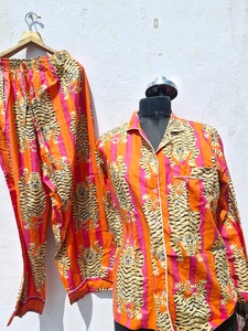Conjunto de Pijama de Algodón con Estampado de Tigre Naranja para Mujer, Ropa de Dormir con Diseño de Animales de Safari, Ropa de Estar por Casa, Ropa de Dormir para Resort, Fabricante - Product Image 4