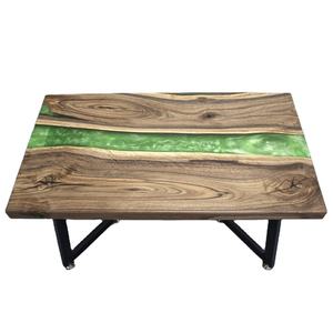 Table de salle à manger unique en résine époxy naturelle avec cadre en métal et finition brillante pour une décoration traditionnelle contemporaine - Product Image 4