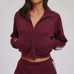 Ensemble deux pièces décontracté vintage en molleton épais délavé pour femme avec logo personnalisé – Survêtement à capuche et pantalon de jogging zippé - Product Image 3