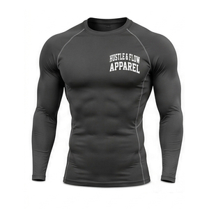 Chemises de compression à manches longues pour hommes personnalisables, respirantes, antibactériennes, écologiques, séchage rapide, impression sérigraphique - Product Image 2