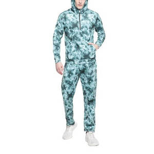 Survêtement tie-dye pour homme, coupe régulière, 100 % polyester, respirant, à capuche, demi-zip, longueur intégrale, poches latérales, collection printemps - Product Image 3