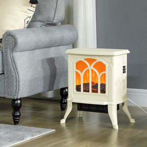 Caminetto Elettrico Indipendente 750W/1500W Beige con Effetto Fiamma e Tronchi Realistici - Categoria Prodotto: Caminetti Elettrici - Product Image 2