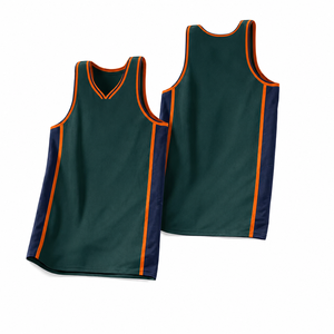 Ensemble de maillot de basket-ball personnalisé vert foncé et blanc, col en v, sans manches, avec short à cordon de serrage, uniforme d'équipe pour adultes - Product Image 1