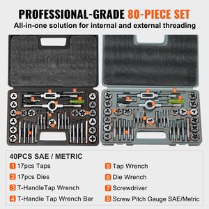 80-Piece Metric SAE Standard Essential <b>Threading</b> Tool 80-Piece <b>Tap</b> & Die Set Bearing Steel <b>Taps</b> Dies for Cutting ExTERNAL I - Product Image 4