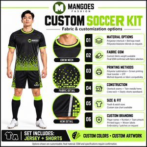 Conjunto de Uniforme de Fútbol Personalizado Sublimado para Hombre, Camiseta de Fútbol de Manga Corta con Cuello Redondo y Rayas, 100% Poliéster - Product Image 6