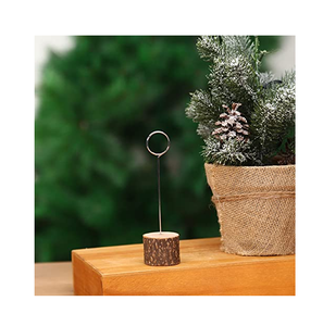 Soporte de metal con base de madera para tarjetas de lugar, soporte para números de mesa, tarjetas de nombre y fotos, producto muy vendido. - Product Image 1