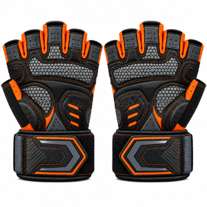 Gants de musculation mi-doigts coupe-vent et respirants avec paume rembourrée et support de poignet pour l'entraînement en salle et en extérieur (vente en gros) - Product Image 1