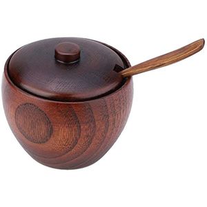 Premium Wooden Condiments Storage Container Pepper Jar Sugar Bowl Spice Seasoning Pot <b>Box</b> With Lids and Spoons - Product Image 5