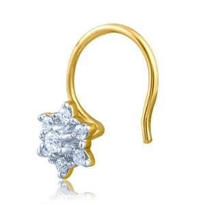 GLEAMORA ENTERPRISE Flower Shape Brilliant Cut Lab Grown <b>Diamond</b> <b>Nose</b> Pin 18K Yellow Gold Plated 0.55g <b>Stud</b> Women's - Product Image 1