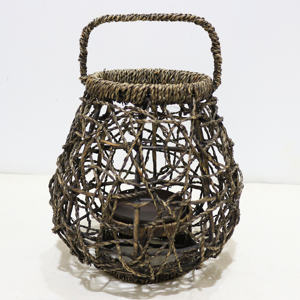 Lanterne décorative Artex Dong Thap en jacinthe d'eau, faite à la main, ronde, avec poignée, pour bougie - Product Image 1