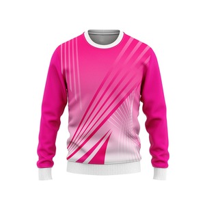 Sweat-shirt à col rond pour homme, imprimé géométrique rose, coupe classique, tricoté, 100% polyester, respirant, décontracté, pour le printemps - Product Image 1