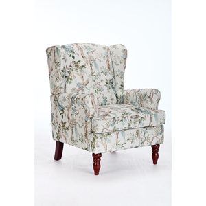 Poltrona Floreale Retrò con Comode Gambe in Legno Imbottite per Soggiorno e Camera da Letto - Product Image 4