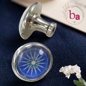Round Metal Crystal Cabinet Knob Blue Compass Design for Kitchen <b>Wardrobe</b> Warehouse Drawer Handles-Modern Furniture <b>Hardware</b> - Product Image 5