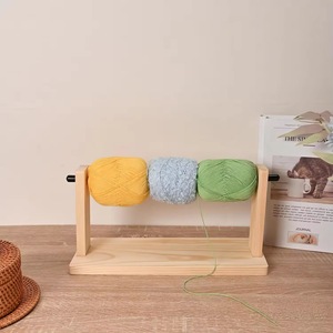 <b>Wooden</b> Yarn Holder Stand Oval Shape Simple Design for Hand Knitting Convenient Use - Product Image 4