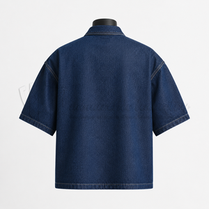 Chemise en jean pour homme, coupe classique, manches longues, décontractée, boutonnée, en coton écologique, respirante, infroissable, effet vintage, OEM - Product Image 5