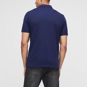 Camiseta polo informal al por mayor con cremallera para hombre, 100% algodón, talla grande, corte holgado, manga corta, con logo impreso personalizado. - Product Image 6