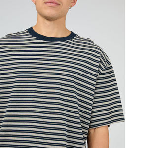 Camiseta de manga corta oversize para hombre al por mayor, transpirable, con rayas, logotipo personalizado, cuello redondo, estilo urbano, OEM - Product Image 4