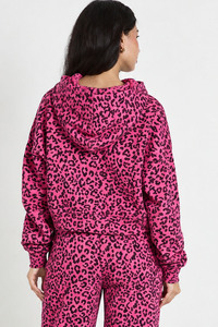 Sudadera con Capucha para Mujer, Diseño de Leopardo Rosa, Cierre Frontal Completo, Mangas Largas, Capucha Ajustable y Corte Holgado y Cómodo - Product Image 2