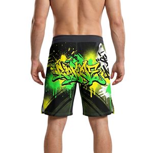 Lime Yellow Splatter Design MMA Shorts Fast Drying Sports Fabric <b>Cage</b> Training Shorts For Men Athletic Apparel - Product Image 2