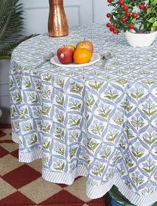 Round Cotton <b>Linen</b> <b>Tablecloth</b> Floral Printed Washable Handmade Modern Customizable for Party Use - Product Image 1