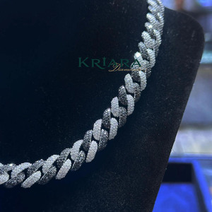 Collar de Cadena de Eslabones de Plata S925 con Baño de Rodio y Moissanita para Hombre, Corte Brillante Redondo, Micro Pavé, Joyería de Destaque para Uso Diario - Product Image 5