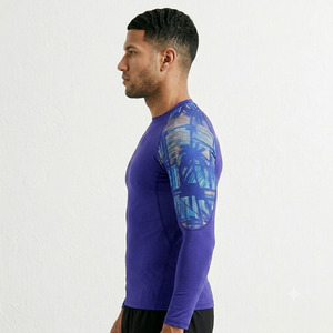 Camiseta de Protección Solar para Hombre, Personalizada con Logotipo, Anti-UV, Transpirable, de Secado Rápido, Longitud Regular, Azul, con Peso de Tela de 120g, UPF50, Venta al Por Mayor - Product Image 4