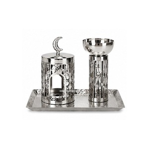 Concept Home Metal Incense <b>Burner</b> Set with Lid and Candle Holder <b>for</b> Aromatherapy Use Arabic Style Black - Product Image 3