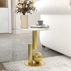 LINEA MODERN HANDMADE <b>GOLD</b> IRON MARBLE T MODERN <b>SIDE</b> <b>TABLE</b> <b>GOLD</b> FINISH <b>TABLE</b> LIVING ROOM FOR LIVING AND DINING ROOM - Product Image 4