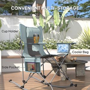 Lot de 2 chaises pliantes grises pour le camping, portables, avec appui-tête confortable, sac isotherme, porte-gobelet, sac de transport - Product Image 6