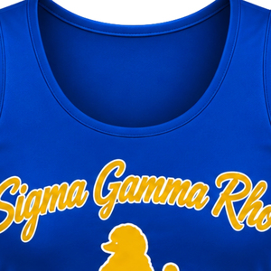 Womens Royal <b>Blue</b> Tank <b>Top</b> Sigma Gamma Rho Poodle Graphic Sleeveless Scoop Neck Athletic Sports Shirt Casual Summer Activewear - Product Image 4